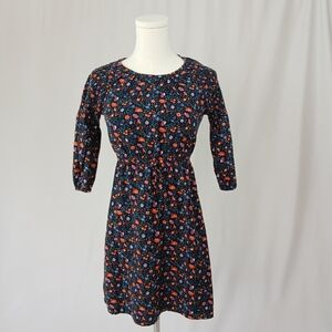 Old Navy Smocked Black Floral 3/4 Sleeve Fit and Flare Mini Dress XS/Girls XL/14